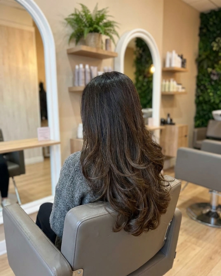 Long dark brown layers, soft finish after treatment